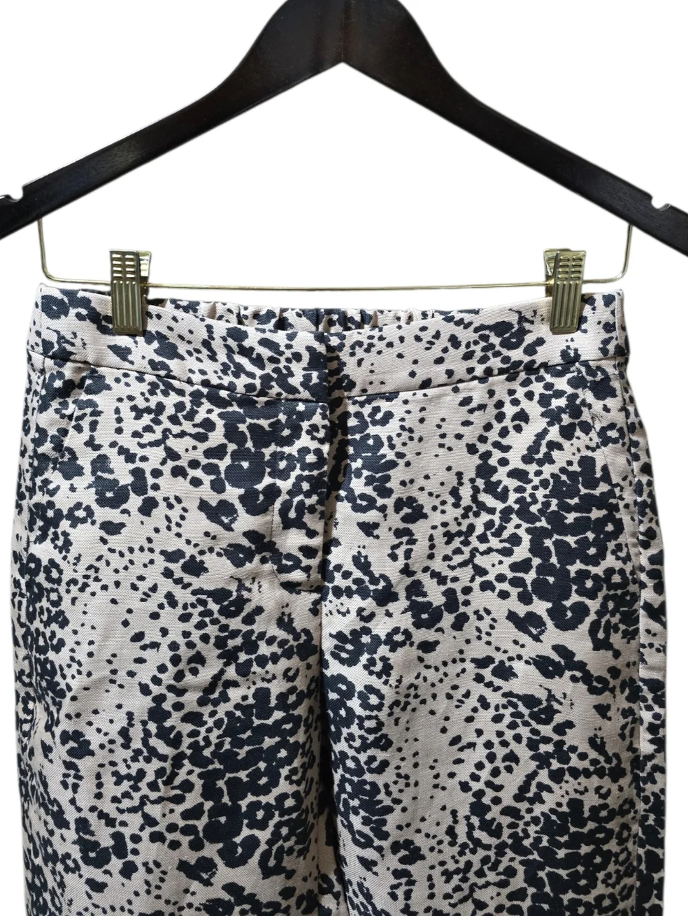 J. Crew High Rise Peyton Pant Leopard Print Cropped Linen Blend Size 2